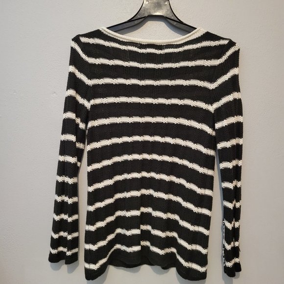 Jones New York Womens Sweater  Black White Striped  Cotton  Size Large - Picture 3 of 3